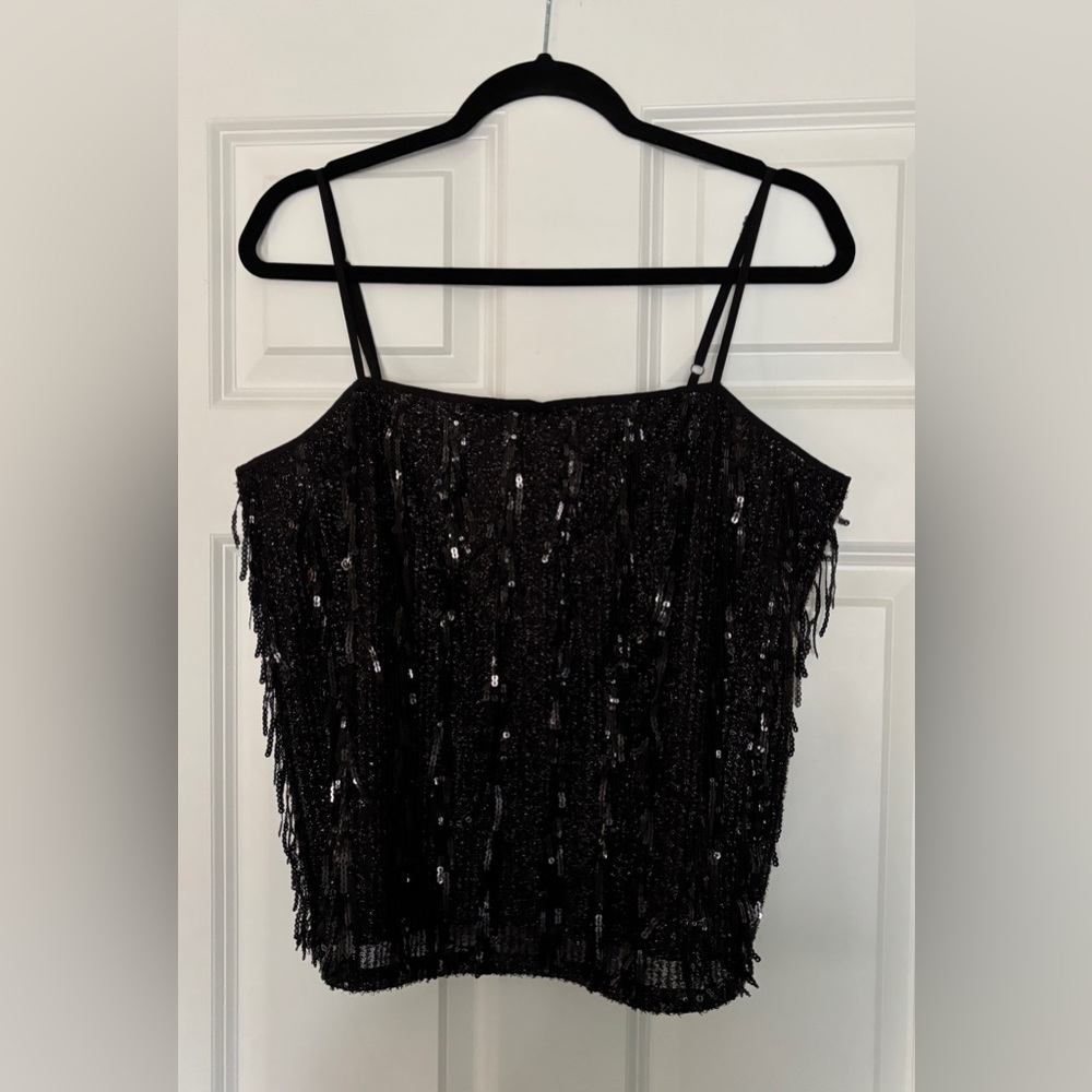 NWT Loft black sequin top. Size M